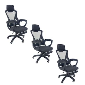 Kit 3 Cadeiras de Escritório Presidente Executiva Oficial Supreme Preto