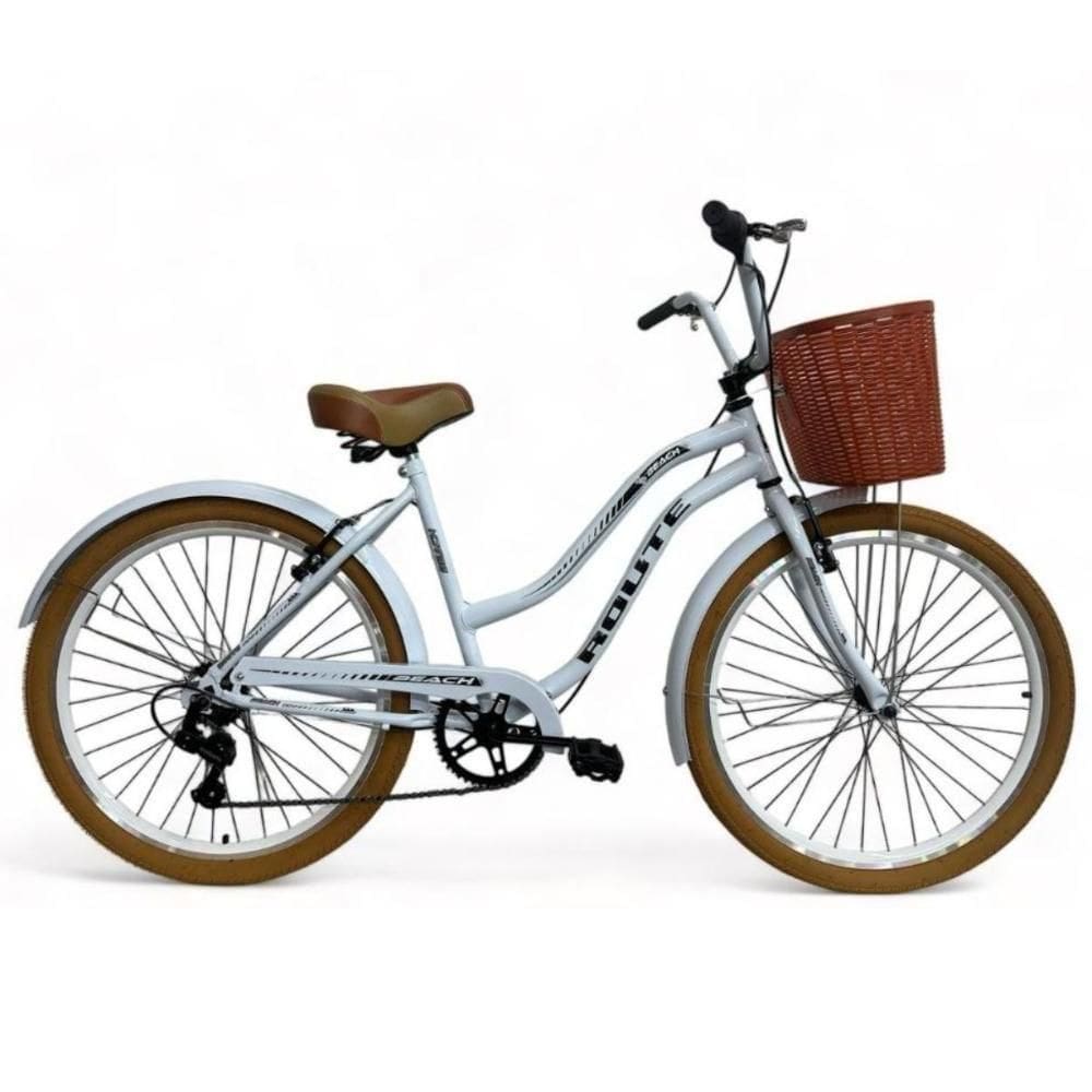 Bicicleta Aro 26 Retro Beach Feminina Para Passeio Branco