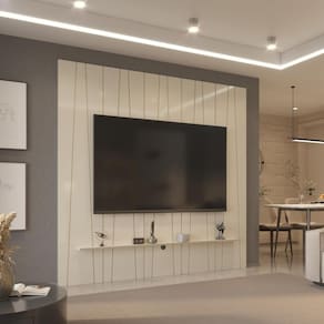 Painel Ripado Horizon Para TV Até 75 Polegadas 225cm Off White