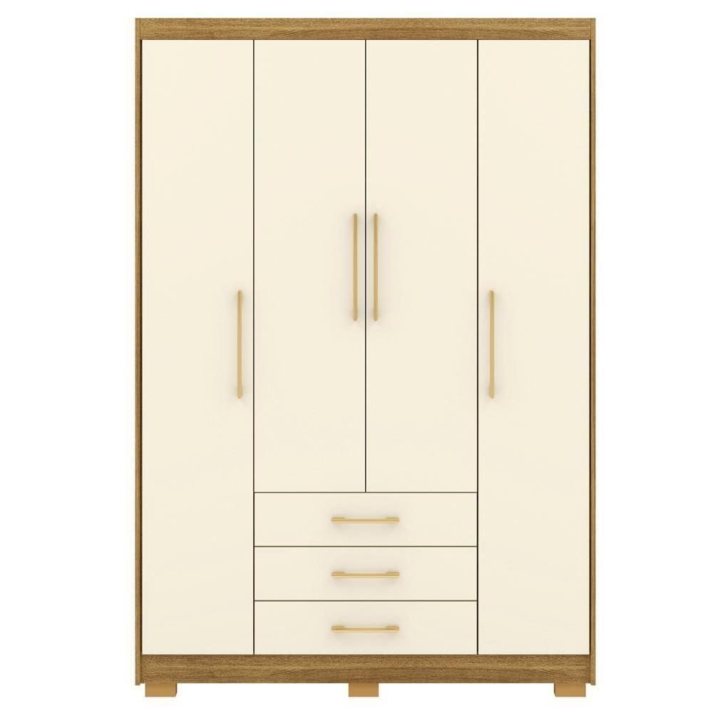 Guarda Roupa Solteiro 120 Cm 4 Portas 10088 Nature Champanhe Vlr Nature Champanhe