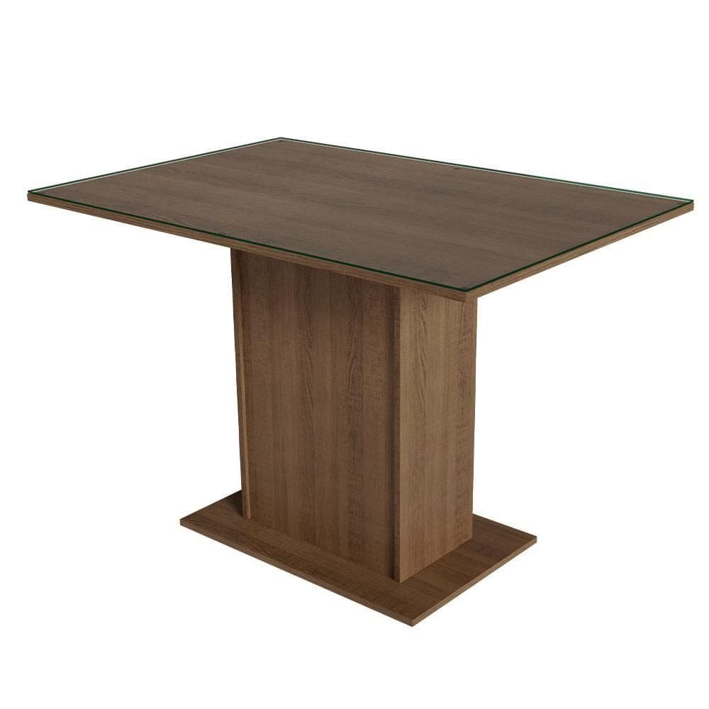 Mesa De Jantar Retangular Com Tampo De Vidro Rustic 5329 Madesa Rustic