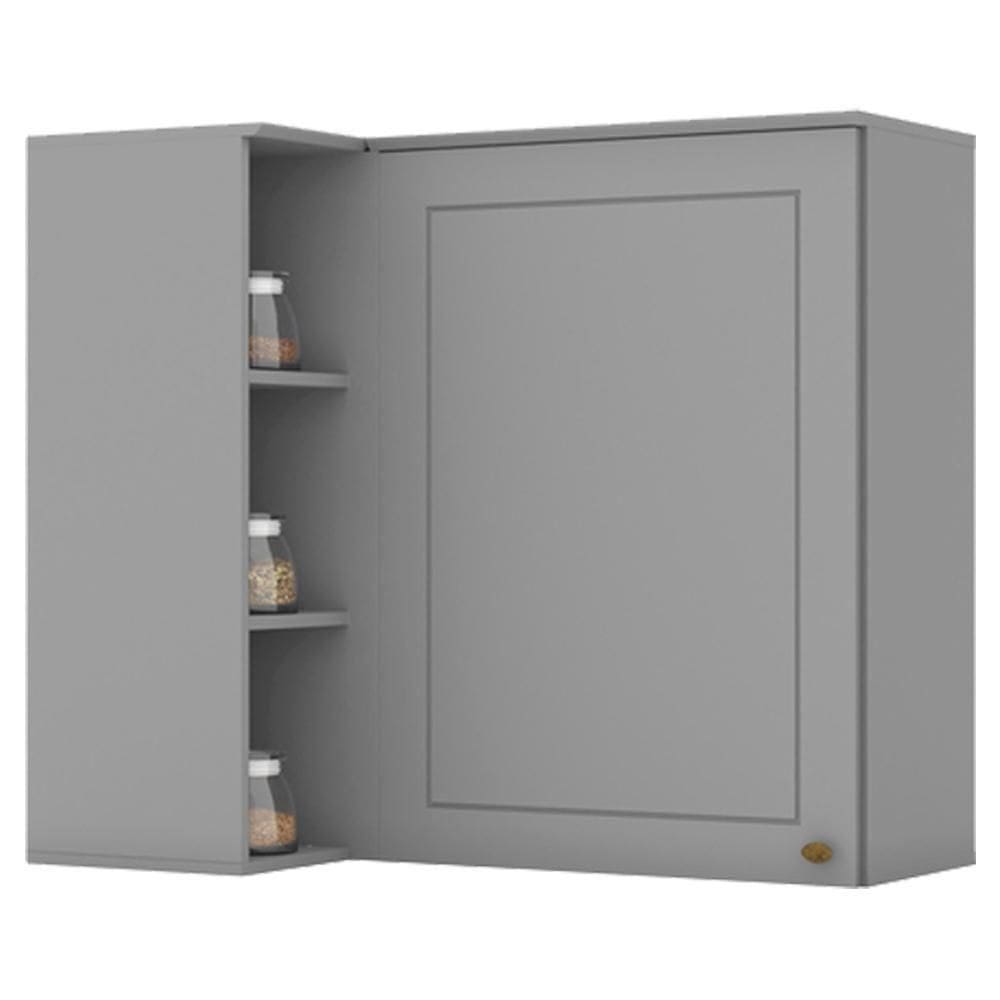 Armário Aéreo Canto Reto 1 Portas MDF 94x54 Cm Americana C359 Cinza Henn