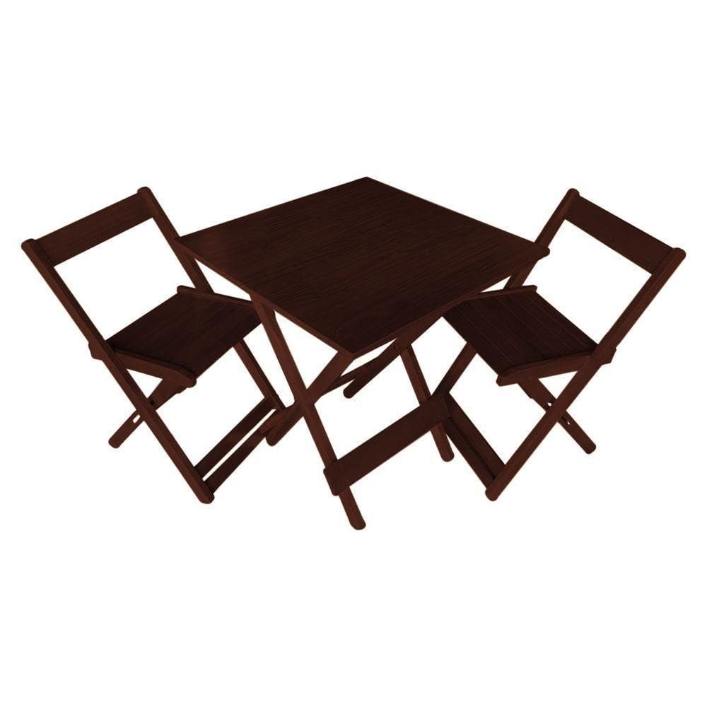 Jogo De Mesa Bar 70 X 70 Com 2 Cadeiras Dobráveis Imbuia