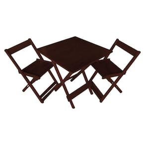 Jogo De Mesa Bar 70 X 70 Com 2 Cadeiras Dobráveis Imbuia