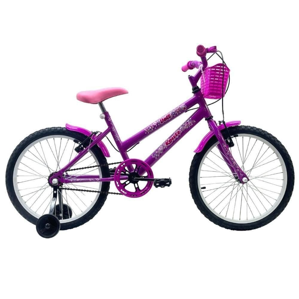 Bicicleta Aro 20 Feminina Infantil Cesta Rodinha Lateral