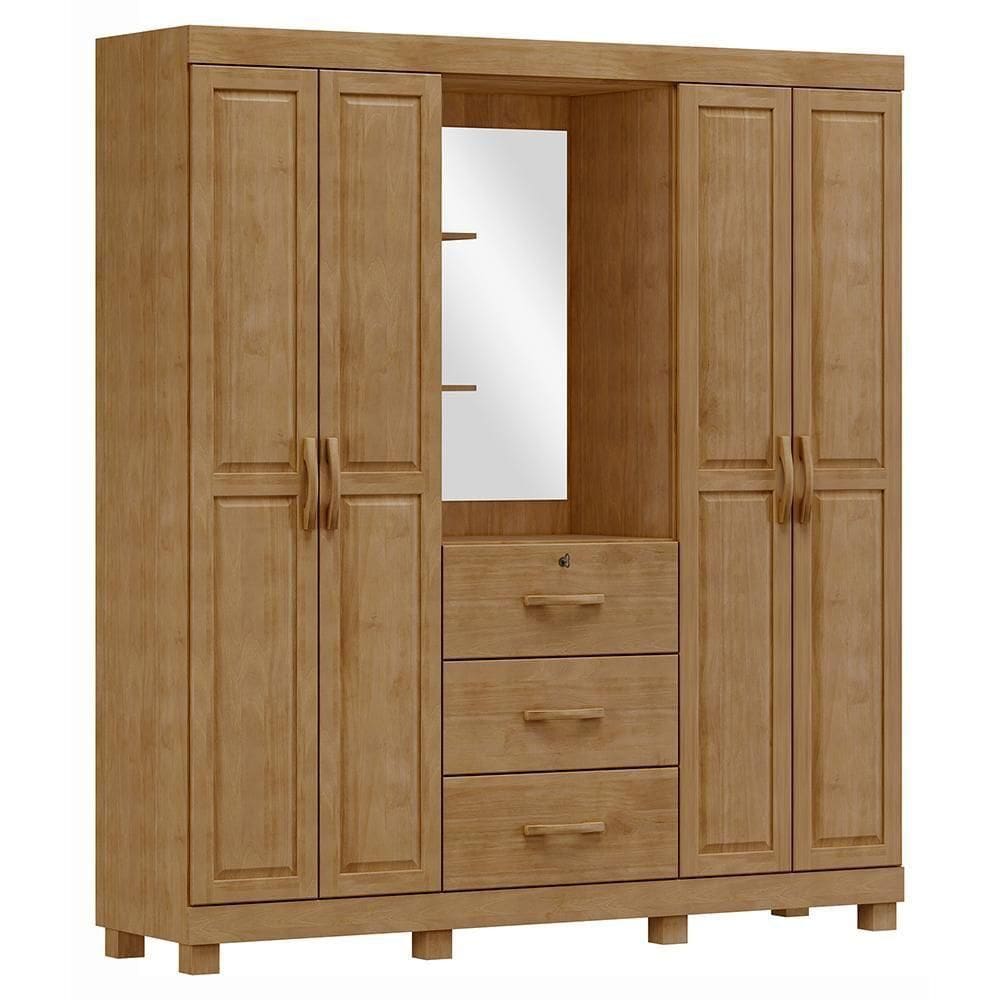 Guarda Roupa Capela Madeira Maciça 4 Portas 3 Gavetas 183 Cm 1143 Freijó Milani Store