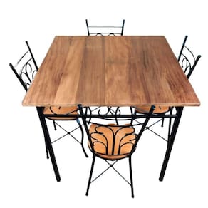 Conjunto De Jantar Industrial Rústico: Mesa Quadrada + 4 Cadeiras Compactas Tamanho 50x50 Cm