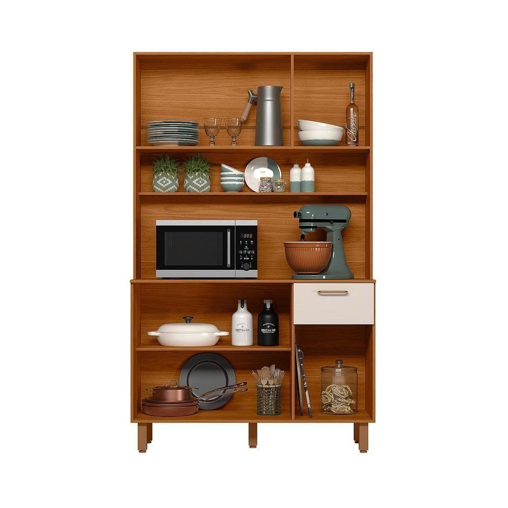 Cozinha Compacta 6 Portas 1 Gaveta 110 Cm Livi Freijo Off White Pln
