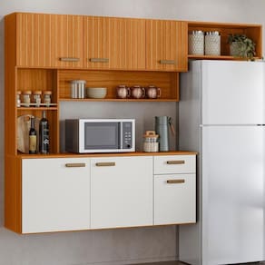 Cozinha Suspensa 6 Portas 180 Cm Una Freijó Off White Ripado Pln