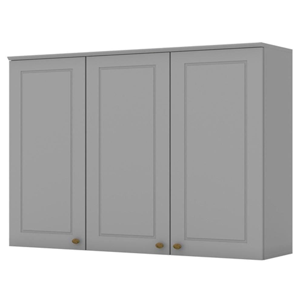 Armário Aéreo 3 Portas MDF 120 Cm Americana C352 Cinza Henn
