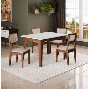 Conjunto Mesa com Vidro Chanfrado + 4 Cadeiras Dobuê Nova York