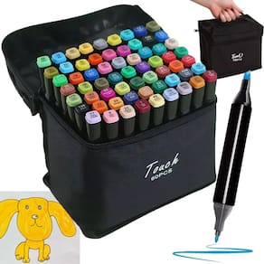 Estojo Canetas Canetinhas 60 Cores Ponta Dupla Marcador Bolsa Pintura Desenho Escola Trabalho Curso Faculdade