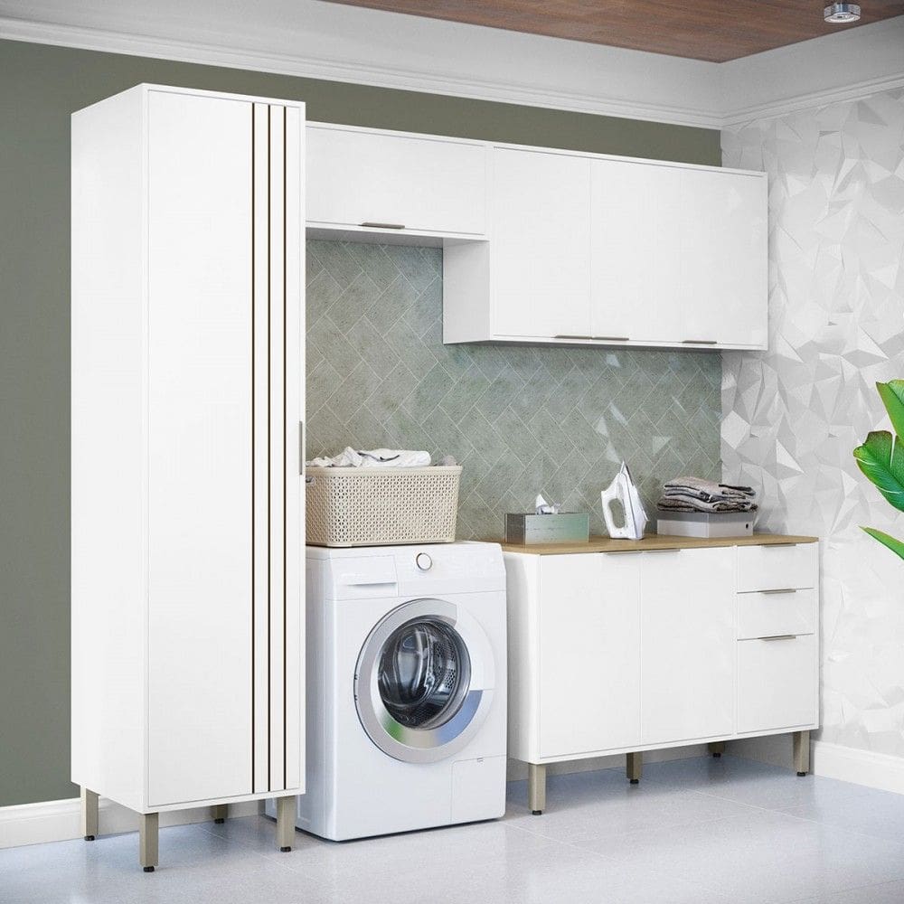 Lavanderia Completa Glória 8 Portas 2 Gavetas Branco Neve - Mx Móveis