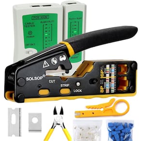 Kit de ferramentas de crimpagem Solsop Pass Through RJ45 Ethernet Cat5e CAT6