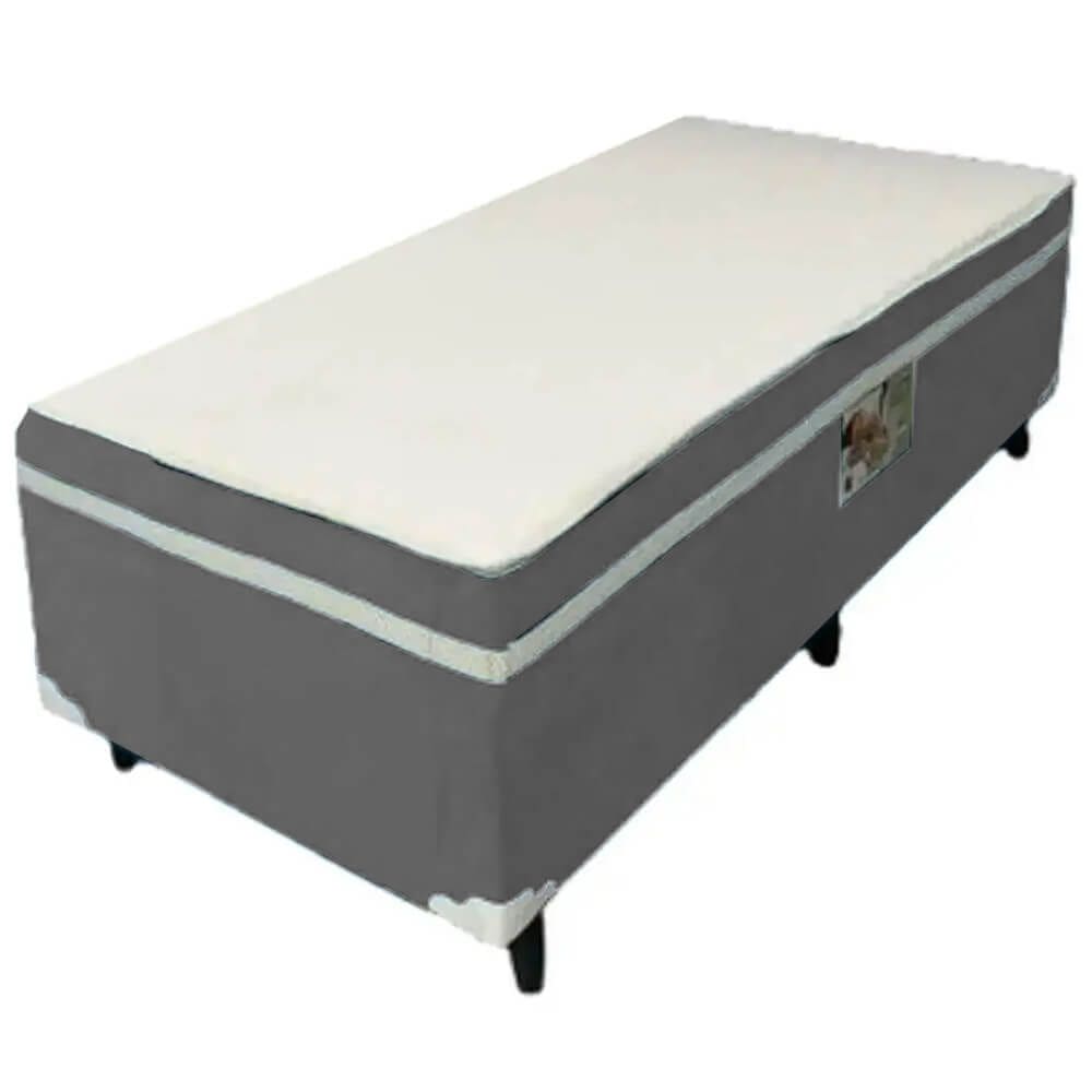 Cama Box Alto Nivel Solteiro com Molas Ensacadas 88x188x60cm Cor Cinza