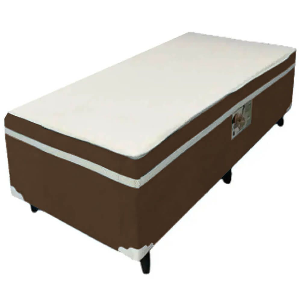 Cama Box Alto Nivel Solteiro com Molas Ensacadas 88x188x60cm Cor Marrom