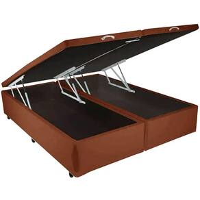 Base Box Bipartida Baú King em Corino Universal 41x203x193 Cor Marrom