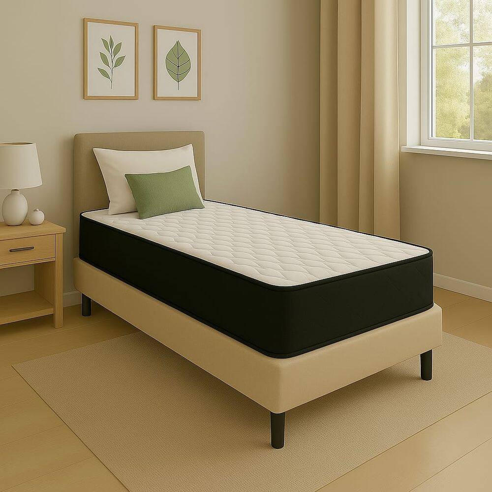 Cama Box Solteiro + Colchão Espuma D45 Sintético Bege 17x78x188cm