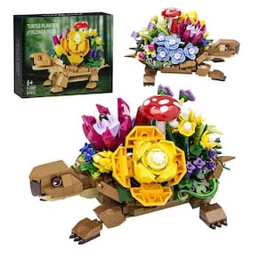 Conjunto de construção Sea Turtle Succulent Planter com Lego Compat