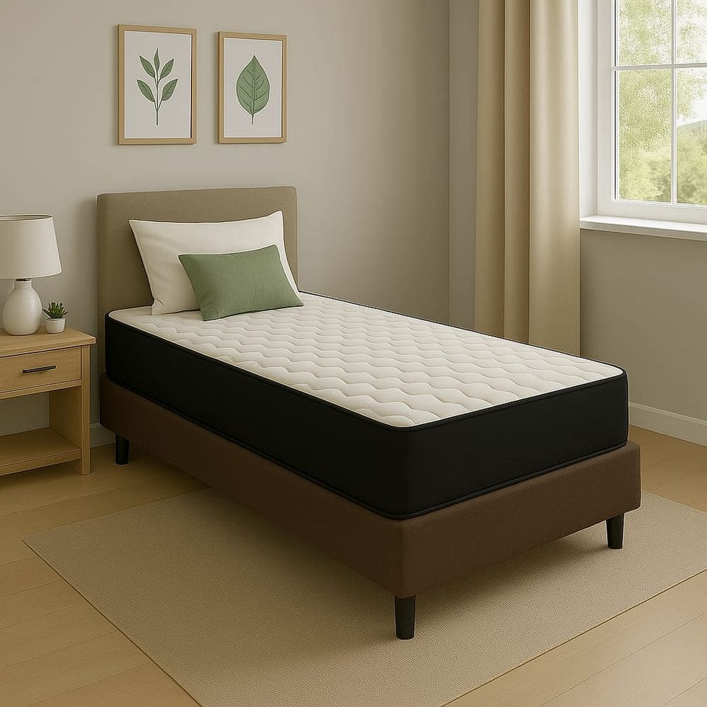 Cama Box Solteiro + Colchão Espuma D45 Suede Marrom 17x78x188cm