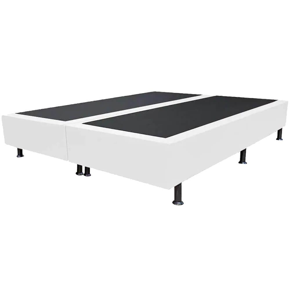 Base Box Bipartida Casal Universal em Corino 37x188x138 Cor Branco