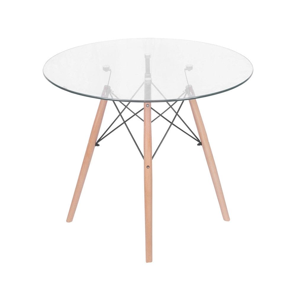 Mesa OR-2211 com Base de Madeira e Tampo de Vidro 90cm OR Design