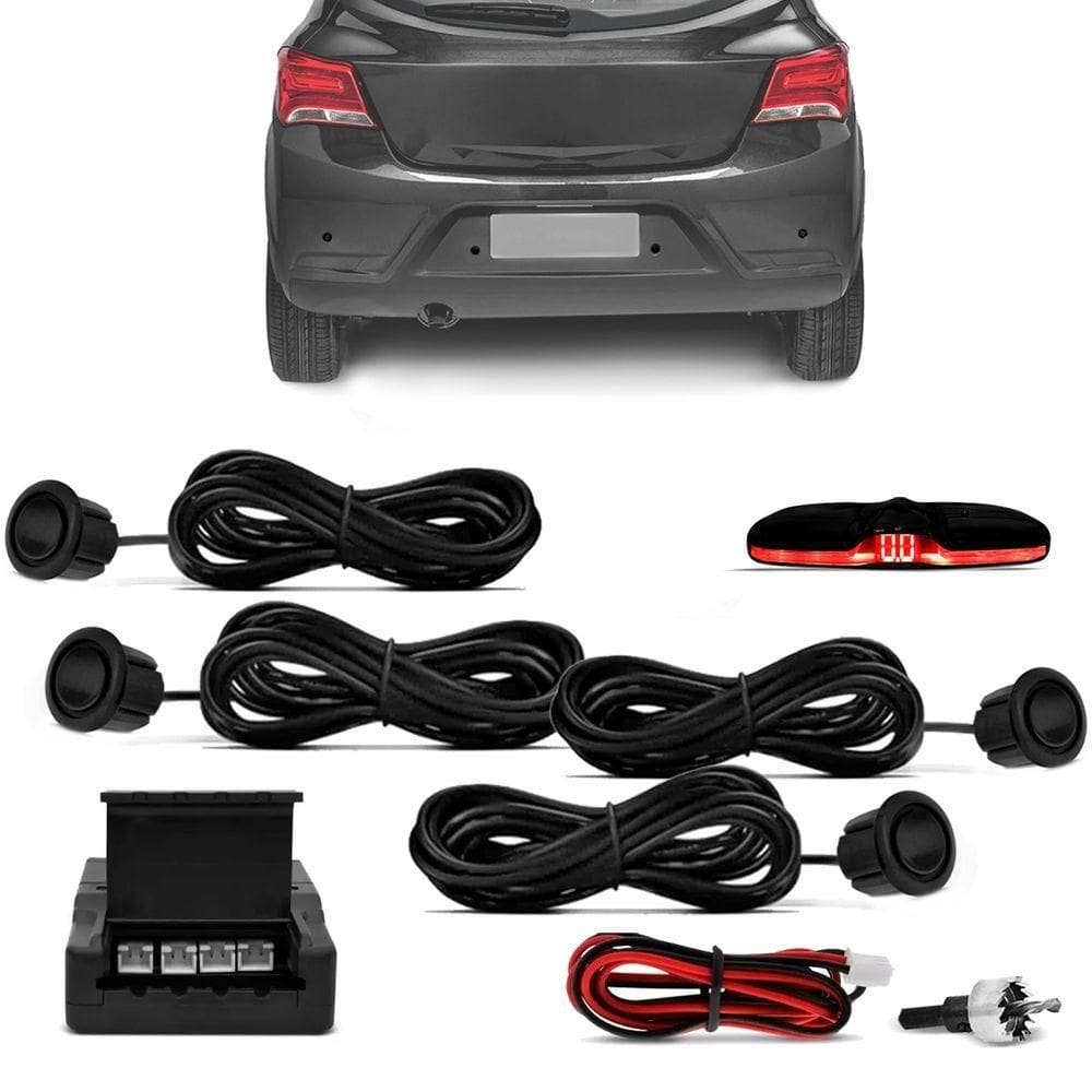 Sensor De Estacionamento Ré Preto 4 Pontos 18mm Kx3