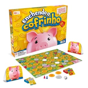 Jogo Enchendo o Cofrinho Infantil Tabuleiro Matemática Educação Financeira Pais e Filhos