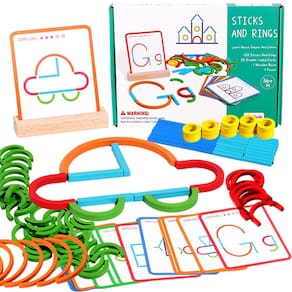Toy Puzgic Stem Stick Rings para crianças em idade pré-escolar e educacionais