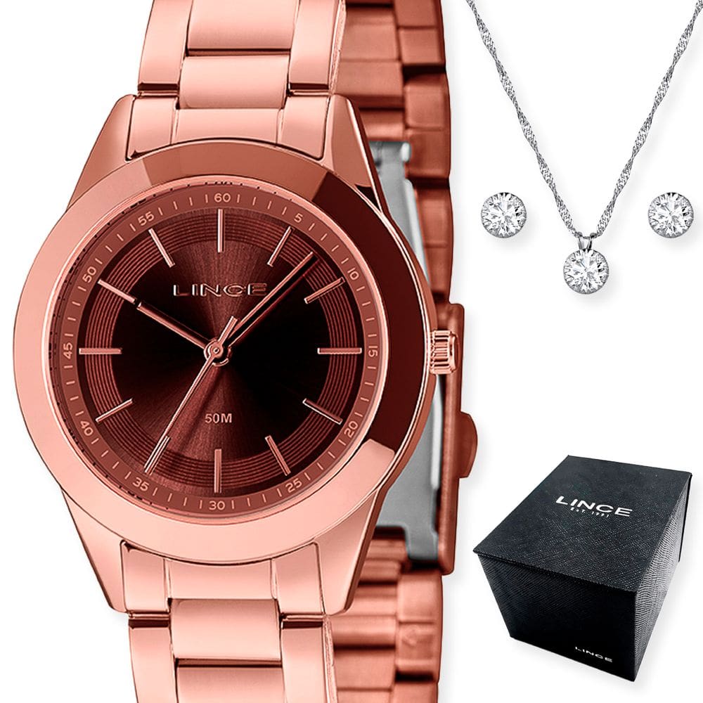 Kitrelógio Lince Feminino Rose Gold  Lrr4745l M1rx