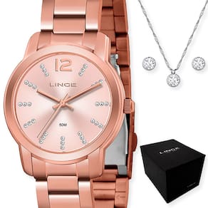 Kit Relogio De Pulso Lince Rose Gold Lrr4713 R2rx