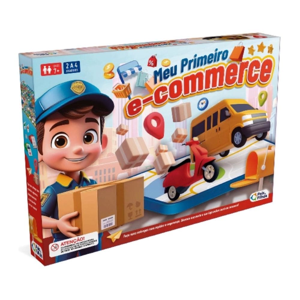 Jogo de Tabuleiro Meu Primeiro E-Commerce +7 Anos Educativo Divertido Pais e Filhos