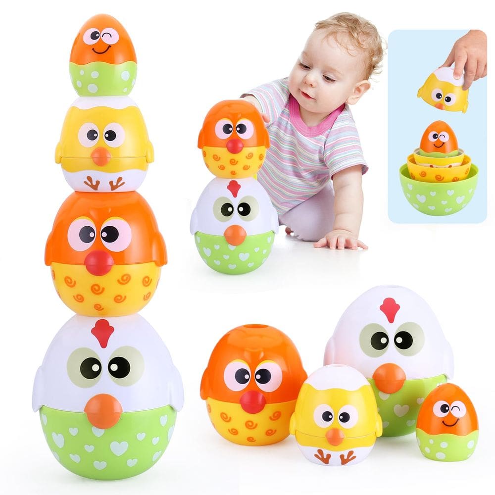 Aninhando e empilhando ovos MOONTOY Chicken Toddler de 1 a 3 anos