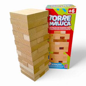 Jogo Torre Maluca Infantil +6 Anos Madeira Mdf 39 Peças Interativo Pais e Filhos
