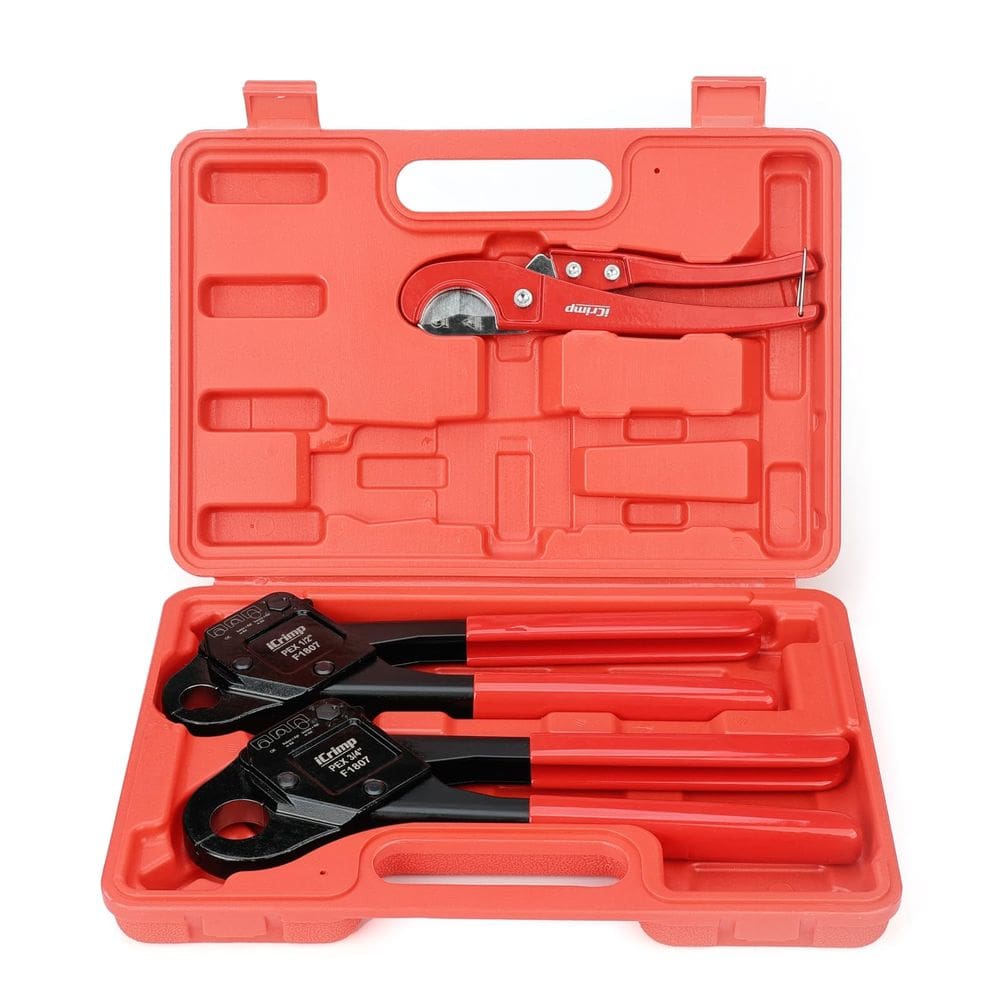Kit de ferramentas de crimpagem PEX iCrimp IWS-1807CE com ângulo de 1/2" e 3/4"