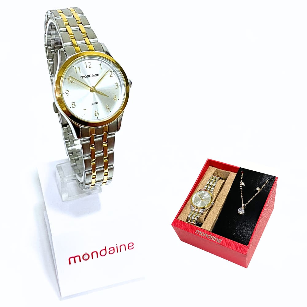 Relógio Mondaine Feminino Analógico Bicolor Kit 32608LPMKBE3K1