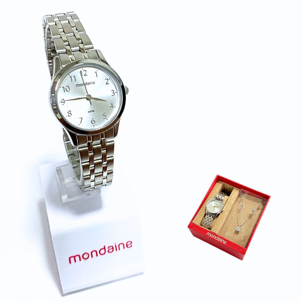 Relógio Mondaine Feminino Analógico Prateado Kit 32608L0MKNE2K1