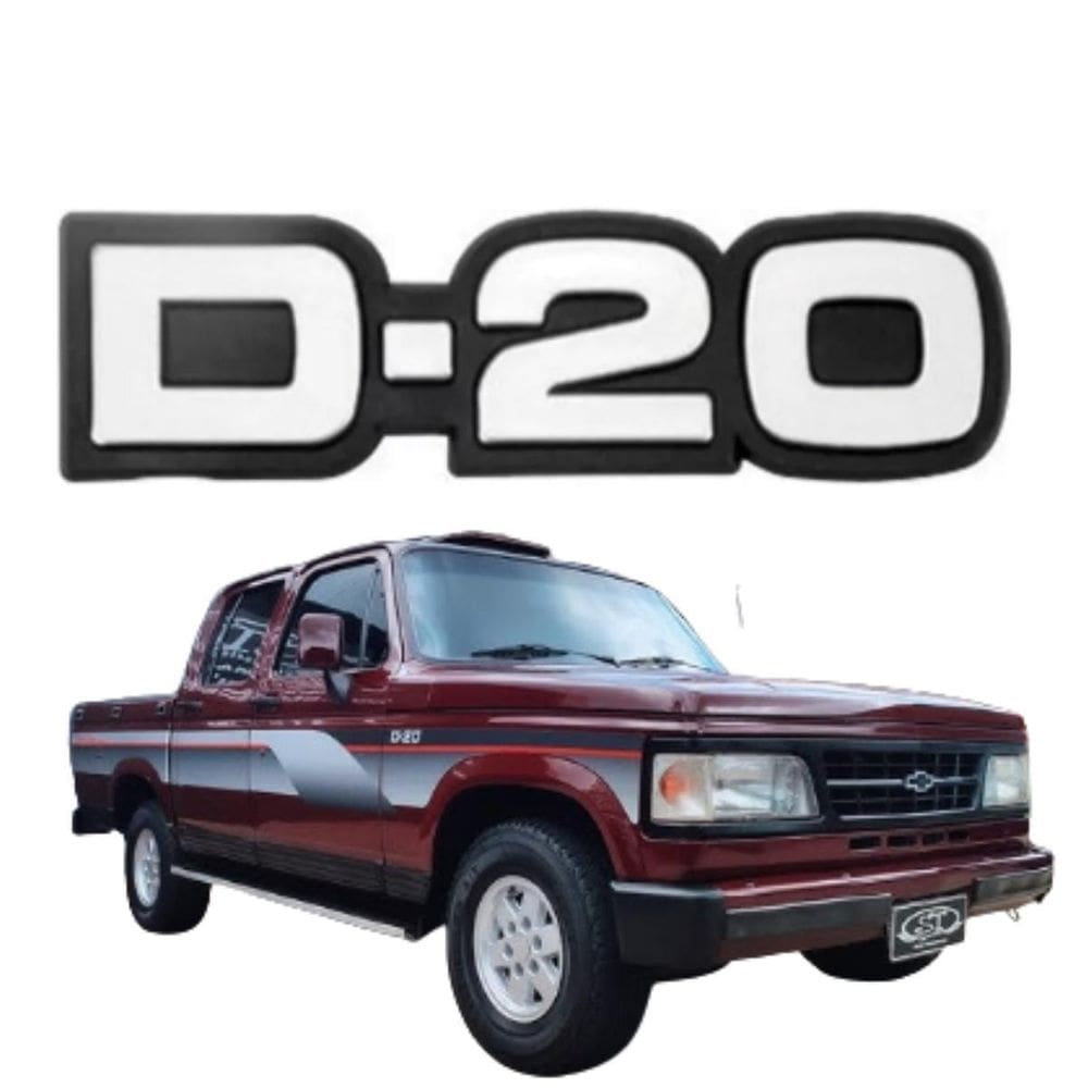 Emblema Traseiro Pick Up D20 1983 A 1996 Cinza Fundo Preto