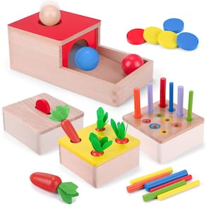 Brinquedos Montessori Wdmiya 4 em 1 para criança de 1 ano com permanência de objetos