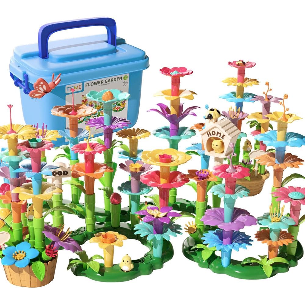 Brinquedos de construção de jardins de flores TEMI 138 PCS para meninas de 3 a 8 anos
