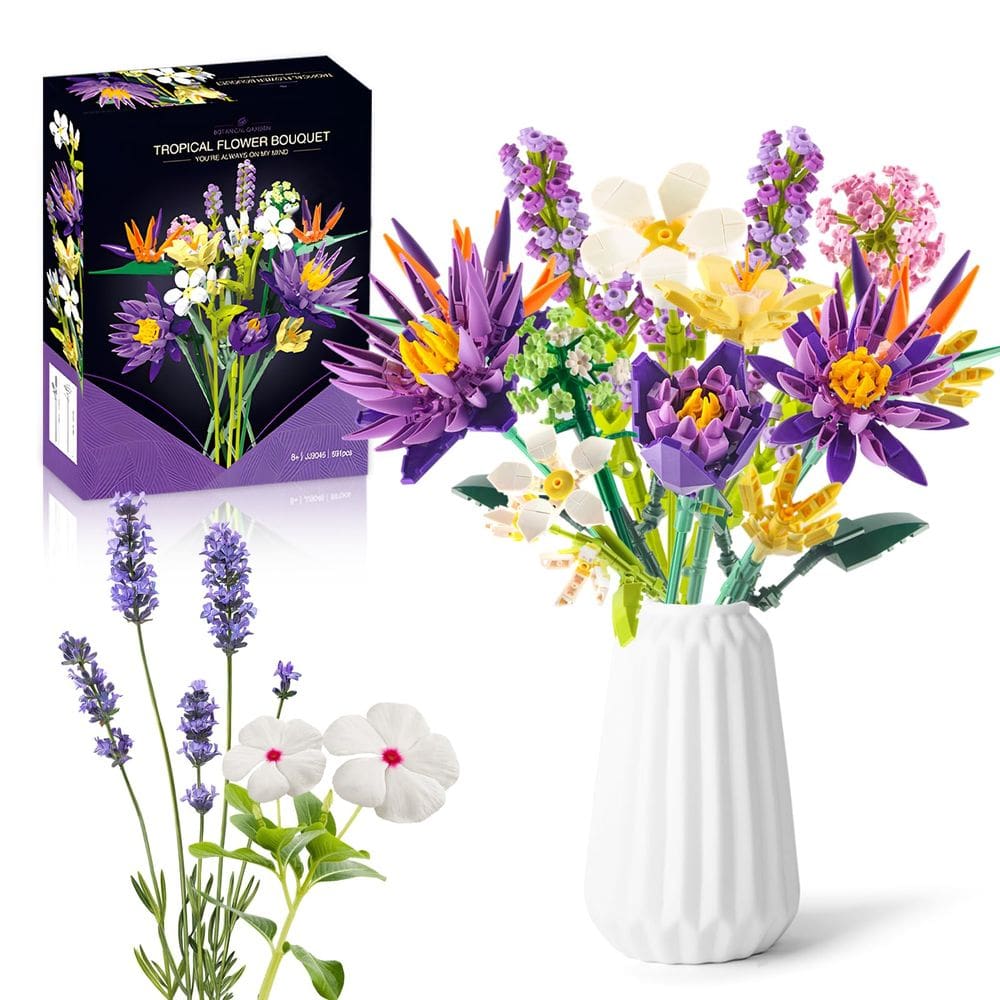 Conjunto de construção de buquê de flores IKIDSUN com 891 unidades para decoração de casa