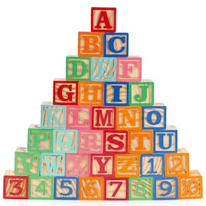 Blocos de construção Gemileo Wooden ABC Toy 36 unidades para crianças de 1 a 3 anos