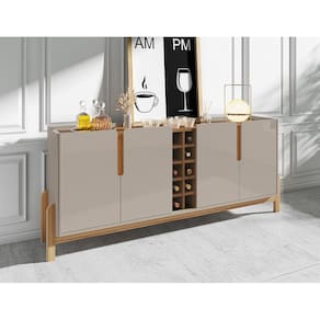 Aparador Buffet Lizz com Adega 190cm Off White Cedro Marrom