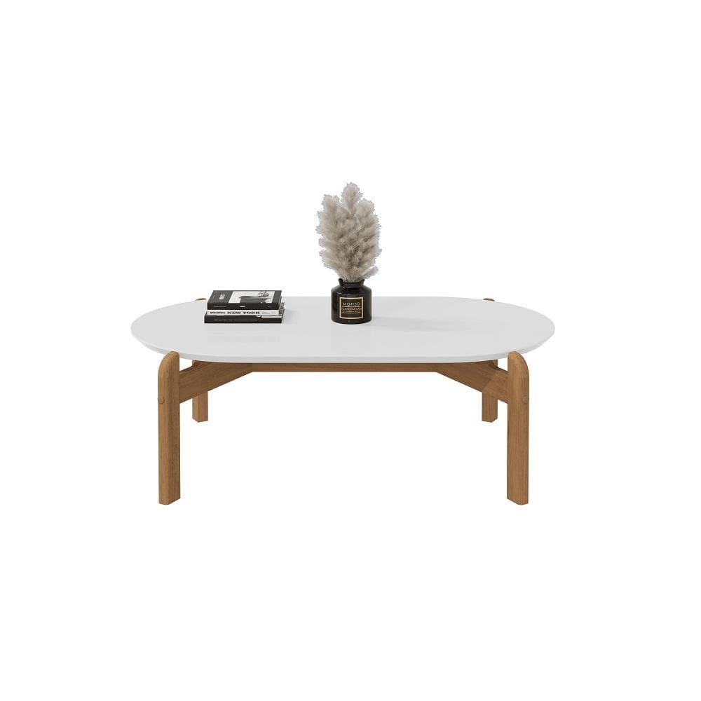 Mesa de Centro Inove Tampo Oval Branco Cedro Casa D