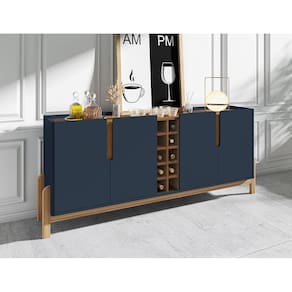 Aparador Buffet Lizz com Adega 190cm Azul Cobalto Marrom