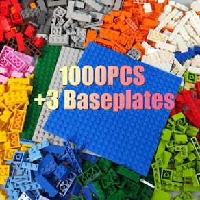 Blocos de construção HUIZDQ 1000 peças com 3 placas de base 16x16cm
