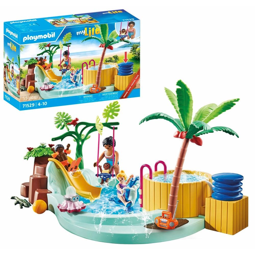 Piscina infantil Playmobil com baloiço de primavera e banheira de hidromassagem