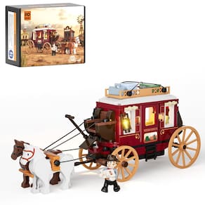 Conjunto de tijolos de construção FUNWHOLE Western Stagecoach com 293 unidades