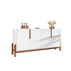 Buffet Aparador Sala Lizz 170cm Branco Marrom Cedro Casa D