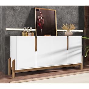Aparador Buffet Sala Lizz 170cm Branco Marrom
